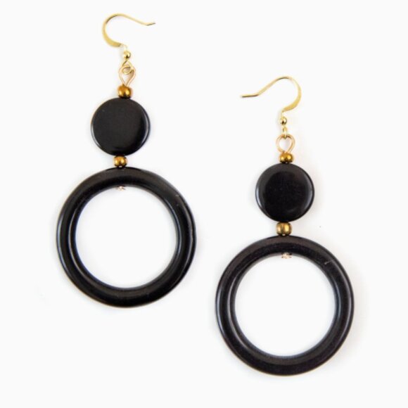 TAGUA Salma Sustainable Vegan Ivory Dangle Hoop Earrings - Picture 3 of 6